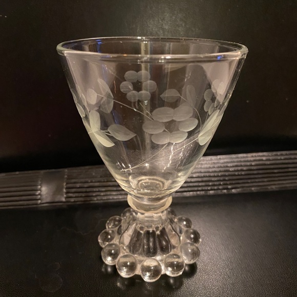 Set of 6 Vintage 1950’s/60’s Anchor Hocking ‘Boopie’ 4oz Goblets Floral Etching - Picture 2 of 5